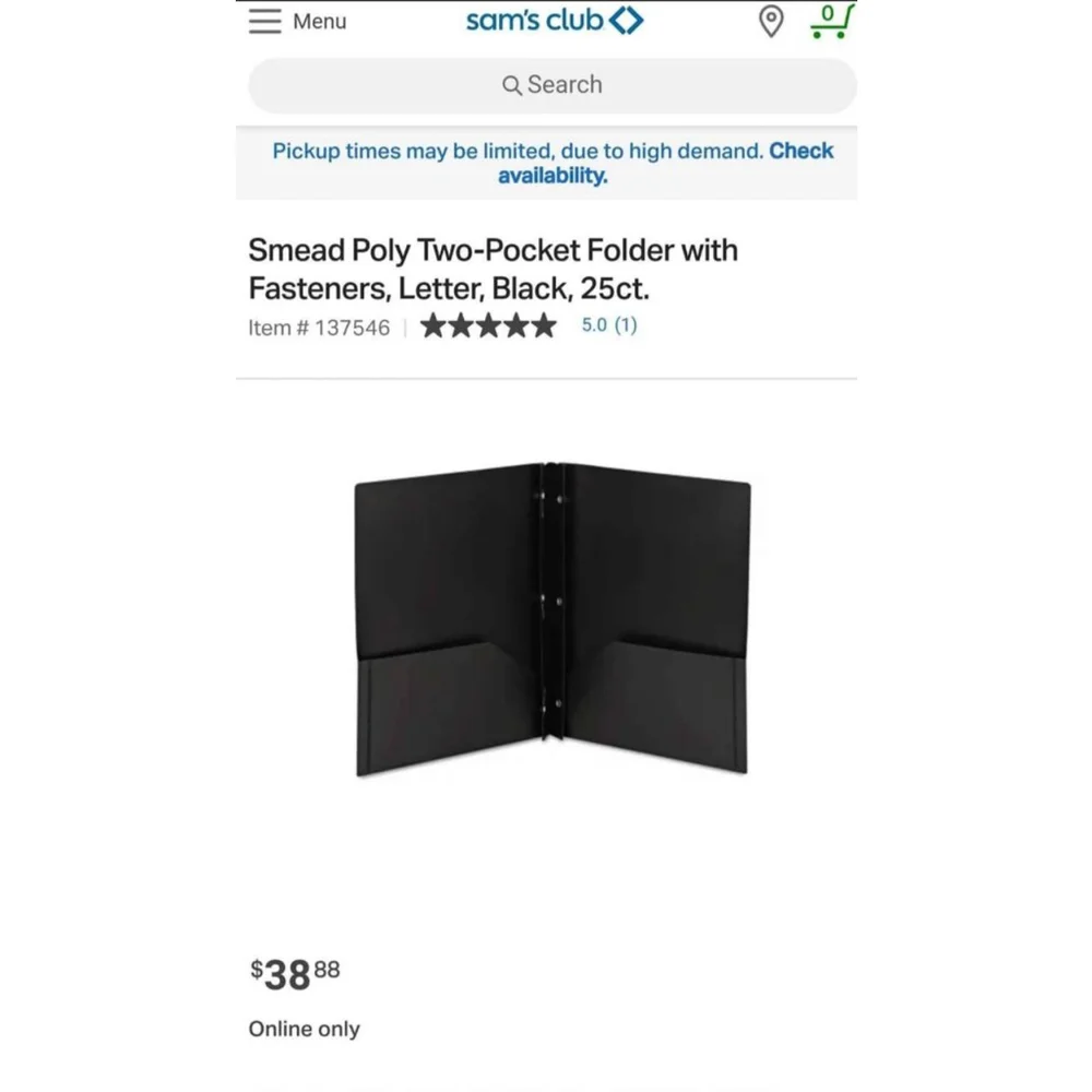 Smead Black Two-Pocket Folder w/Fasteners + Dividers Pack